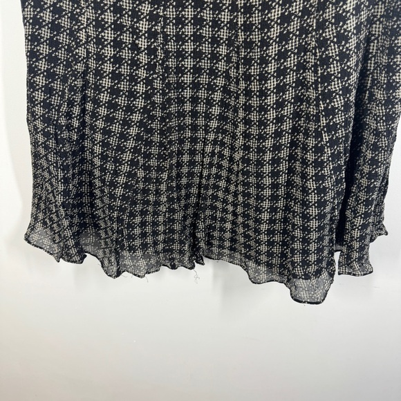 Vintage Anne Klein Black Cream Silk Houndstooth Midi Workwear Skirt Size 10 - Picture 8 of 15
